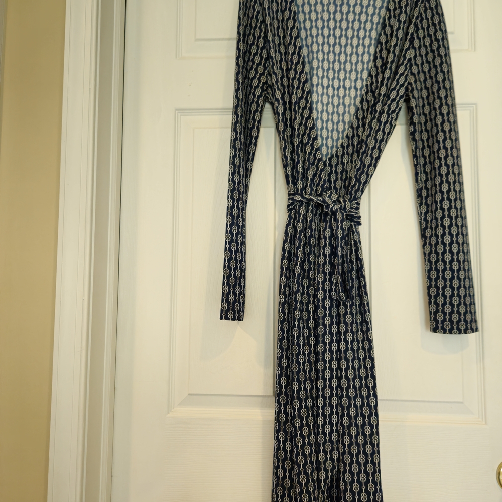 Ann Taylor Navy and White Long Sleeve Dress